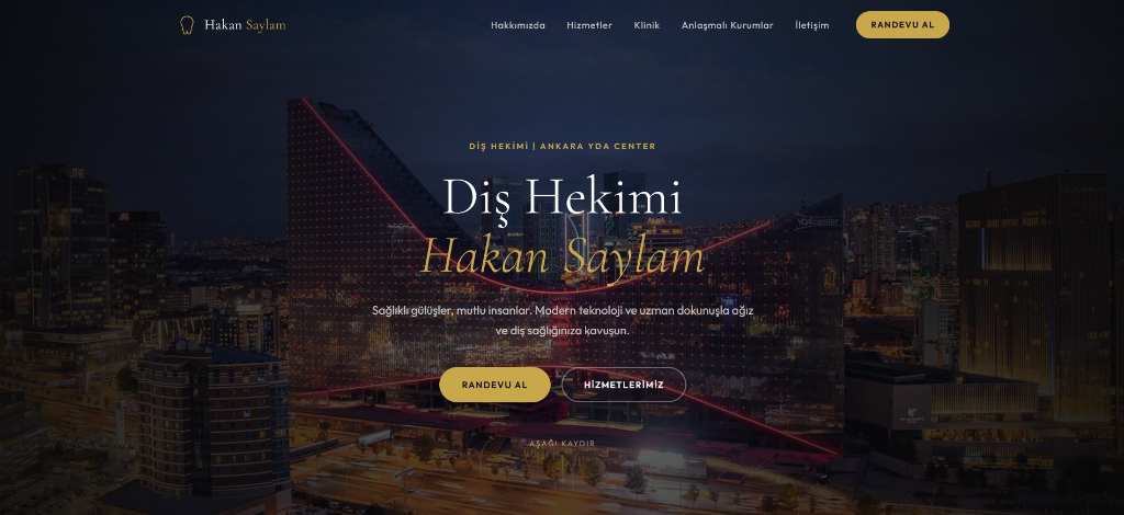 Dt. Hakan Saylam Kliniği Web Sitesi Ekran Görüntüsü